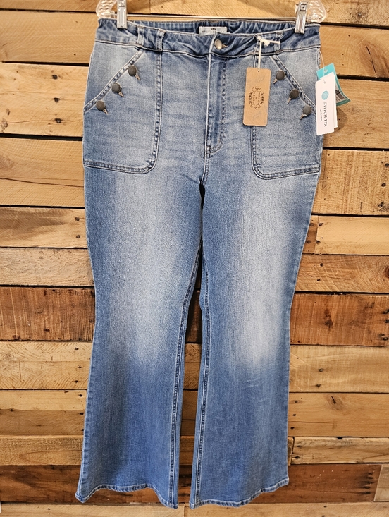 mason & belle Denim - Mason & Belle Faded Light Blue Flare Sailor Jeans size 12/31